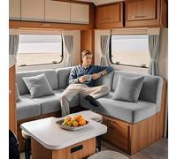 KYJSW Housse De Coussin en Velours pour RV Caravane, Housse Assise Canapé De Camping Car, Housses De Dossier Extensible et Antidérapant (Gris Clair,L 65-90 cm,P 65-90 cm)