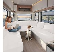 KYJSW Housse De Coussin pour Caravane, Housse Siege Camping Car, Housse Canapé avec Sangle élastique et Courroies, Tissu Jacquard Extensible (Blanc,L 100-125cm, P 50-70cm)