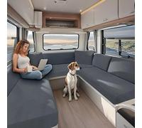 KYJSW Housse De Coussin pour Caravane, Housse Siege Camping Car, Housse Canapé avec Sangle élastique et Courroies, Tissu Jacquard Extensible (Gris,L 60-90cm, P 30-50cm)