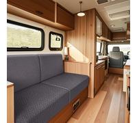 KYJSW Housse De Siege Camping Car, Jacquard Extensible Housse De Coussin De Banquette De Caravane avec 2 Courroies, Housse Assise Canapé (Gris,L 50-65cm, P 50-65cm)