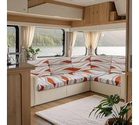 KYJSW Housses De Coussin De Siège De Caravane, Housse De Canapé Extensible Imprimée, Housse Banquette Camping Car Antidérapante avec 2 Cordes (Blanc-Orange,W 60-90cm, D 30-50cm)