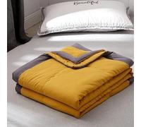 KYKHT Couette d'été en coton et microfibre, fine couette, utilisable sans housse, couette d'été légère et douce, réversible, 100 x 130 cm