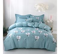 KYKHT Housse de couette 160 x 210 cm - Motif floral à carreaux avec fermeture éclair pour lit double