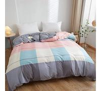 KYKHT Parure de lit 160 x 210 cm - Housse de couette multicolore à carreaux - Avec fermeture éclair - Pour lit double