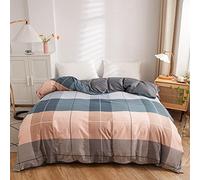 KYKHT Parure de lit avec housse de couette 150 x 200 cm - Motif à carreaux multicolores - Avec fermeture éclair - Pour lit double