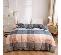 KYKHT Parure de lit - Housse de couette 180x220 cm - Parure de lit à carreaux multicolores avec fermeture éclair, ensemble de draps pour couette double