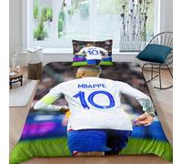 Kylian Mbapp¿¿ Captain France Football Star De Lit Enfant Single£¿Xcm£© Housse De Couette De Couette Avec Taies D'oreiller Assortie -% Microfibre Douce E