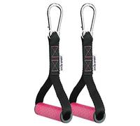 KYLIN SPORT 2 PCS de Poignées de Résistance Poignée de Tirage Musculation Accessoire pour Machine Smith Bande de Résistance Multi Station (Rose Silicone, Mousqueton)