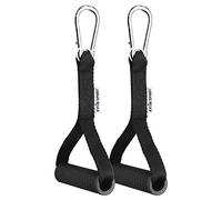 KYLIN SPORT 2PCS de Poignées de Résistance Poignée de Tirage Musculation Accessoire pour Machine Smith Bande de Résistance Multi Station(Noir Silicone, Mousqueton