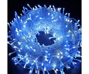 Kyllog Guirlande Lumineuse, 30M 300 LED Eclairage Décoration Intérieur et Extérieur, 8 Modes Etanche IP44 Fairy Lights pour Décoration Maison, Fête, Noël, Mariage, Câble Transparent, bleu
