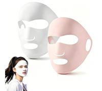 KYLOS 2 Pièces Masque Silicone, Couverture De Masque De Visage Réutilisable, Imperméable, Taille Standard, Blanc+Rose