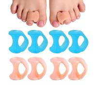 KYLOS 4 Paires Écarteur Orteils, Séparateur Orteils Silicone, Correcteur Orteils Chevauchement, Coussinets Gel Anti-Pression En Chair Clair + Bleu, Taille Standard