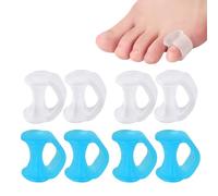 KYLOS 4 Paires Écarteur Orteils, Séparateur Orteils Silicone, Correcteur Orteils Chevauchement, Coussinets Gel Anti-Pression En Transparent + Bleu, Taille Standard
