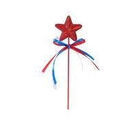 KYm298 Baguette de fée en forme d'étoile à cinq branches pour fête nationale Rouge argenté Bleu Nœud étoile Stick KYm298 (A, 23 x 6 cm)