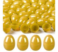 kymqlyw Lot de 100 œufs de Pâques vides en plastique à remplir pour panier de Pâques, cadeaux de fête sur le thème de Pâques, chasse, prix de classe (doré)