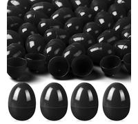 kymqlyw Lot de 100 œufs de Pâques vides en plastique à remplir pour panier de Pâques, cadeaux de fête sur le thème de Pâques, cadeaux de chasse, prix de salle de classe (noir)