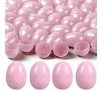 kymqlyw Lot de 100 œufs de Pâques vides en plastique à remplir pour panier de Pâques, cadeaux de fête sur le thème de Pâques, chasse, prix de salle de classe (rose)