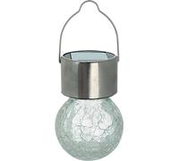 Kynast Garden Boule de verre solaire à LED en acier inoxydable, aspect verre brisé