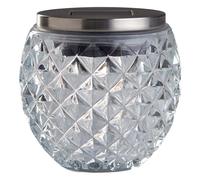 Kynast Garden Photophore solaire en verre Cristal 1 LED blanc chaud H 10cm