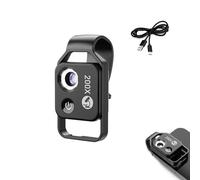 KyneLit NanoZoom 200x Clip Smartphone Microscope Lens - Haute Définition Grossissement avec Lumière LED - Lentille Microscope Numérique Léger et Portable (Noir)