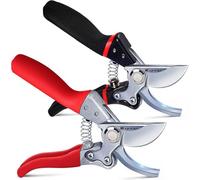 Kynup Lot de 2 Sécateurs Professionnels à Main et à Dérivation - Lame en Acier SK-5 - Outil de Jardin pour Plantes de Haie, Élagage d'Arbres (Noir et Rouge)