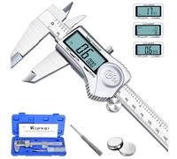 Kynup Pied a Coulisse 150mm Tout Inox, Pied à Coulisse Numérique de Précision, IP54 Étanche, Écran LCD Large, mm/inch/fraction, Digital Outil Micromètre Vernier, 3 Batterie, Off Automatique, Acier