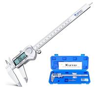 Kynup Pied a Coulisse 200mm Tout Inox, Pied à Coulisse Numérique de Précision, IP54 Étanche, Écran LCD Large, mm/inch/fraction, Digital Outil Micromètre Vernier, 3 Batterie, Off Automatique, Acier