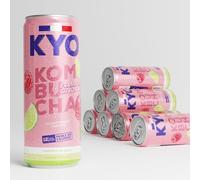 KYO Lot de 8 Canettes Kombucha Framboise citron vert - Pétillant - faible en sucre - 33 cl