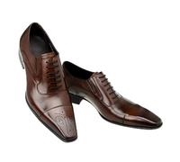 KYOESCAI Homme Chaussures à Lacets en Synthétique Cuir Derby Mode Mariage Oxford Business Brogues,Marron,48 EU