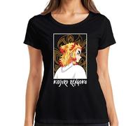 Kyojuro Rengoku Demon Slayer Flame Hashira Anime Cadeau Samouraï T-shirt pour femme, Noir , M