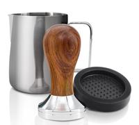 KYONANO Presse à Café en Acier Inoxydable 51 mm, Expresso Tamper en acier inoxydable, Tamper Set, Livré avec tampon à tasser, pot à lait [350 ml], stylo à café, livre électronique