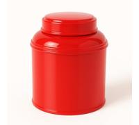 Kyosei Tea Boîte à thé rouge vif empilable 80-100 g - Fer blanc qualité alimentaire | Double couvercle hermétique | Fabriquée en France | Boîte ronde durable pour thé, infusion, épices