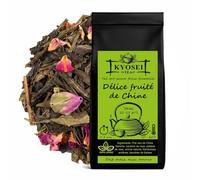 Kyosei Tea - Délice Fruité de Chine Premium - Vrac 100 g - Thé Vert Sencha aux Boutons & Pétales de Rose - Fraise & Framboise - Sans OGM & Sans Gluten