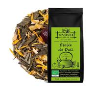Kyosei Tea - Étoile de Dali Bio Premium - Vrac 100 g - Thé Vert Sencha à la Canneberge & au Gingembre - Citronnelle & Fleurs de Souci - Sans OGM & Sans Gluten