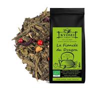 Kyosei Tea - La Fiancée du Dragon Bio Premium - Vrac 100 g - Thé Vert Sencha & White Monkey aux Fruits & Épices - Pomme Verte, Poire, Citron Vert & Poivre Rose - Sans OGM & Sans Gluten