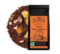 Kyosei Tea - Rooibos Bio “Oasis Merveilleux” - Vrac 100 g - Rooibos Naturel & Honeybush - Saveur Mangue, Orange & Banane - Sans OGM & Sans Gluten