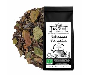 Kyosei Tea - Thé Blanc Bio Premium “Bahamas Paradise” - Vrac 80 g - Pai Mu Tan & Chun Mee - Menthe, Mangue, Ananas & Fleurs de Sureau - Sans OGM & Sans Gluten
