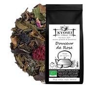 Kyosei Tea - Thé Blanc Bio Premium “Douceur de Rose” - Vrac 80 g - Pai Mu Tan & Chun Mee & Sencha - Rose, Framboise & Cassis - Sans OGM & Sans Gluten