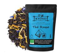 Kyosei Tea - Thé Noir Bio Premium "Thé Russe" Earl Grey - 50 Sachets Pyramides - Assam & Inde du Sud aux Arômes Naturels de Bergamote, Citron & Pamplemousse - Sans OGM & Sans Gluten