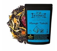 Kyosei Tea - Thé Noir Premium “Mango Tahiti” - 50 Sachets Pyramide Biodégradables - Thé Noir & Vert aux Fruits Exotiques - Mangue, Papaye & Orange - Sans OGM & Sans Gluten