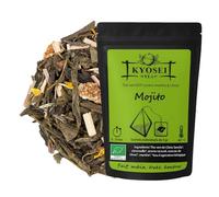 Kyosei Tea - Thé Vert Bio Premium “Mojito” - 50 Sachets Pyramide Biodégradables - Thé Vert Sencha, Menthe & Citron Vert - Infusion Fraîche & Parfumée Inspirée du Cocktail Mojito