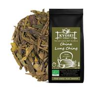 Kyosei Tea - Thé Vert Lung Ching Bio Premium - Vrac 80 g - Feuilles Larges Pressées - Saveur Végétale & Légèrement Amère - Sans OGM & Sans Gluten