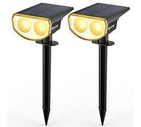 Kyosho Spot solaire d'extérieur blanc chaud, 38 LED, lampe solaire de paysage, étanche IP67, 2 en 1, applique murale de jardin avec 3 modes pour arbre, cour, terrasse