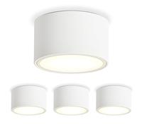 KYOTECH 4 spots de surface à LED, 4 000 K, blanc mat, 6 W, 550 lm, GX53, spots de surface, Ø 95 x 55 mm, 230 V, lampe de plafond pour chambre à coucher, salon