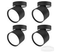 KYOTECH Lot de 4 Spot en Saillie led Pivotants & Orientables Ø84x80mm Noir Plafonnier Luminaire Apparent Incluse 6W Remplaçable GX53 Ampoule 3000K Blanc Chaud 550LM Plafonnier Spot LED Downlight