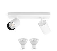 KYOTECH Plafonnier LED 2 Spots Orientable, Plafonnier Luminaire ampoule LED 2xGU10 5W incluse, 400lm Blanche chaude 3000K Éclairage de Plafond pour Salon Chambre Cuisine