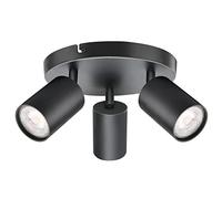 KYOTECH Plafonnier LED 3 Spots Orientables 3 GU10 Spots de plafond Pivotants & Orientables,Applique murale LED Noir mat,livré sans ampoules