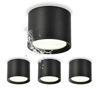 KYOTECH Spot en Saillie IP44 - Plafonnier Salle de bain - Ø84*65mm Spot LED en Saillie Plafond 230V Imperméable - Aluminium Rond 3000K Noir Downlight Pour Salle de Bain, Cuisine, Chambre Lot de 4