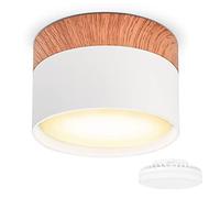 KYOTECH Spot en Saillie led Ø84x60mm Blanc Plafonnier Luminaire Apparent Incluse 6W Remplaçable GX53 Ampoule 3000K Blanc Chaud 550LM Grain de bois Plafonnier Spot LED Downlight
