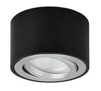 KYOTECH Spot LED en Saillie Orientable Ø80x50mm Plafonnier Luminaire Apparent Ronde Noir Brossé 5W 400LM 3000K Blanc Chaud